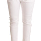 White Mid Waist Slim Fit Skinny Cotton Stretch Trouser