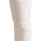 White Mid Waist Slim Fit Skinny Cotton Stretch Trouser