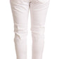 White Mid Waist Slim Fit Skinny Cotton Stretch Trouser