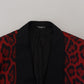 Radiant Red Leopard Print Three Piece Suit