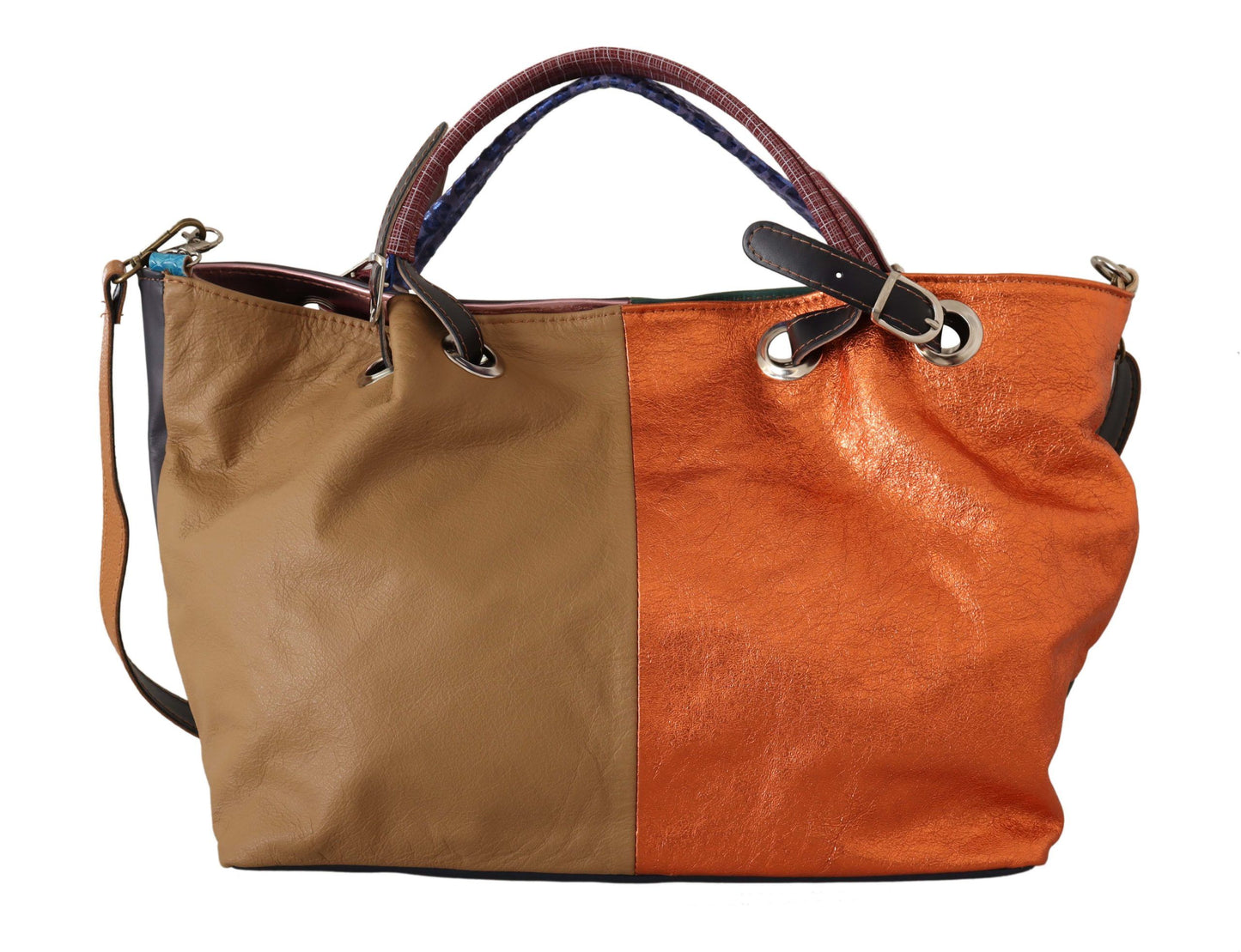 Multicolor Leather Shoulder Tote - Chic & Spacious