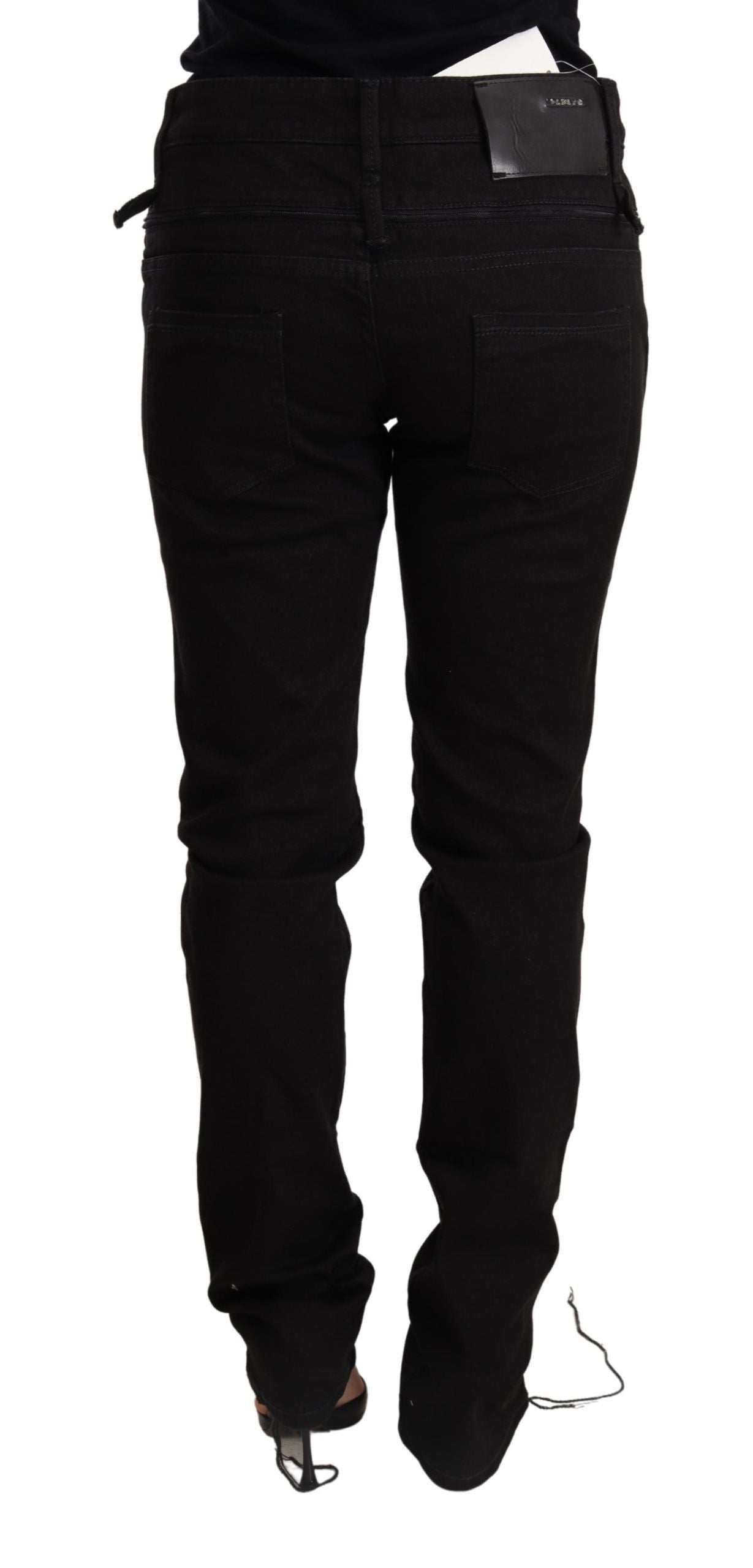 Black Low Waist Skinny Denim Jeans Trouser