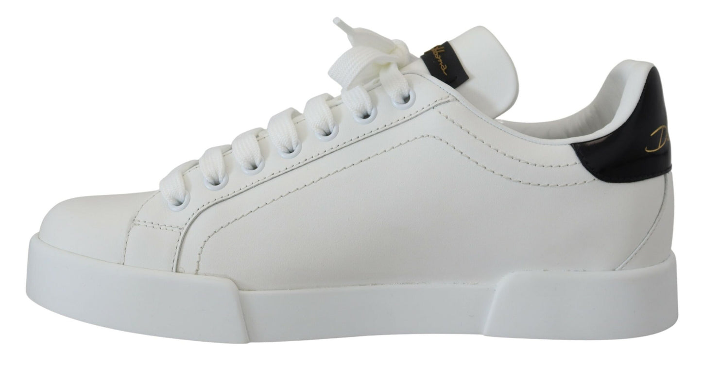 Exquisite Black and White Portofino Sneakers