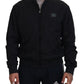 Black Nylon Logo Bomber Zipper Jacket