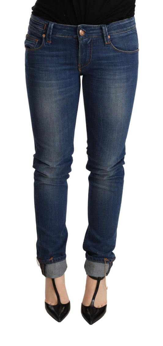 Blue Washed Low Waist Skinny Denim Jeans Pant