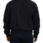 Black Nylon Logo Bomber Zipper Jacket