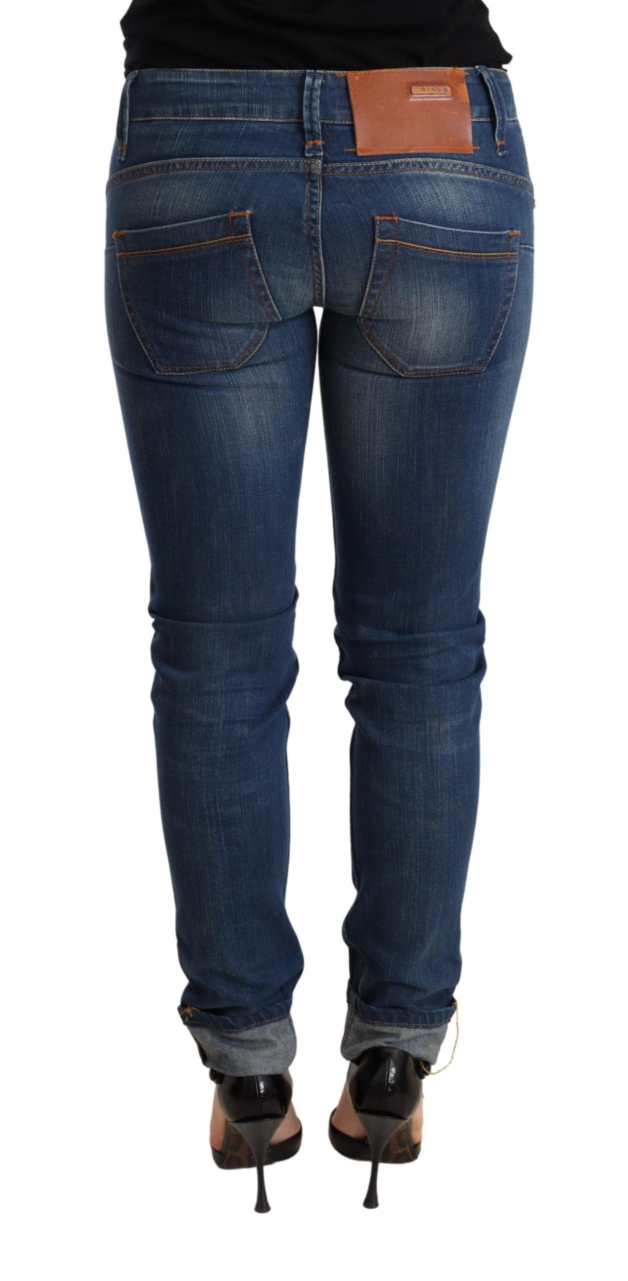 Blue Washed Low Waist Skinny Denim Jeans Pant