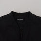 Black Nylon Logo Bomber Zipper Jacket