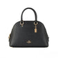 Katy Medium Black Crossgrain Leather Satchel Dome Bag Purse