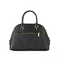 Katy Medium Black Crossgrain Leather Satchel Dome Bag Purse