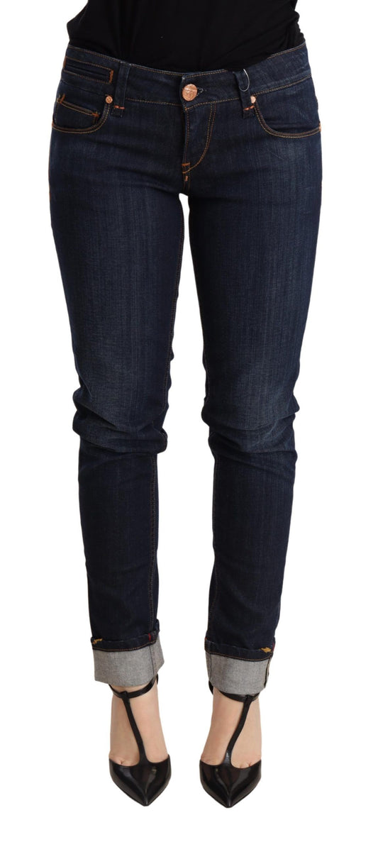 Blue Washed Low Waist Skinny Denim Trouser