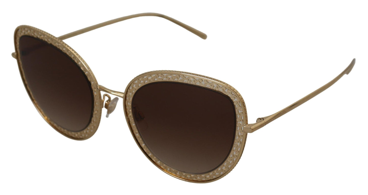 Elegant Lace-Patterned Gold Sunglasses