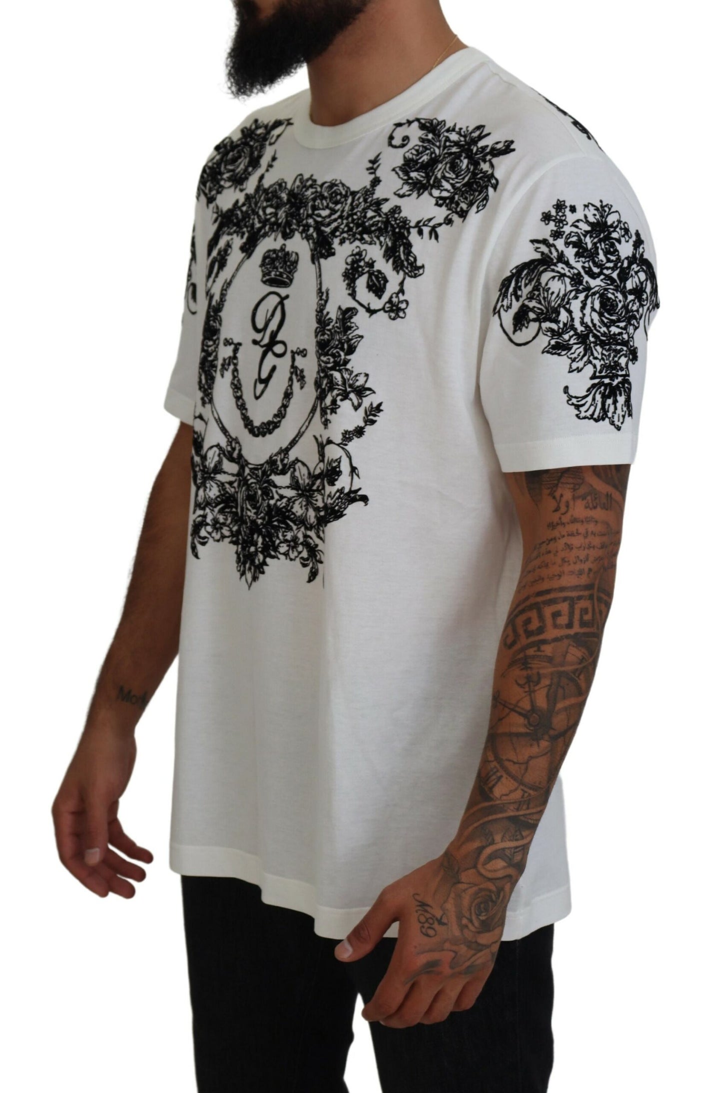 Elegant White Crew Neck Cotton Tee