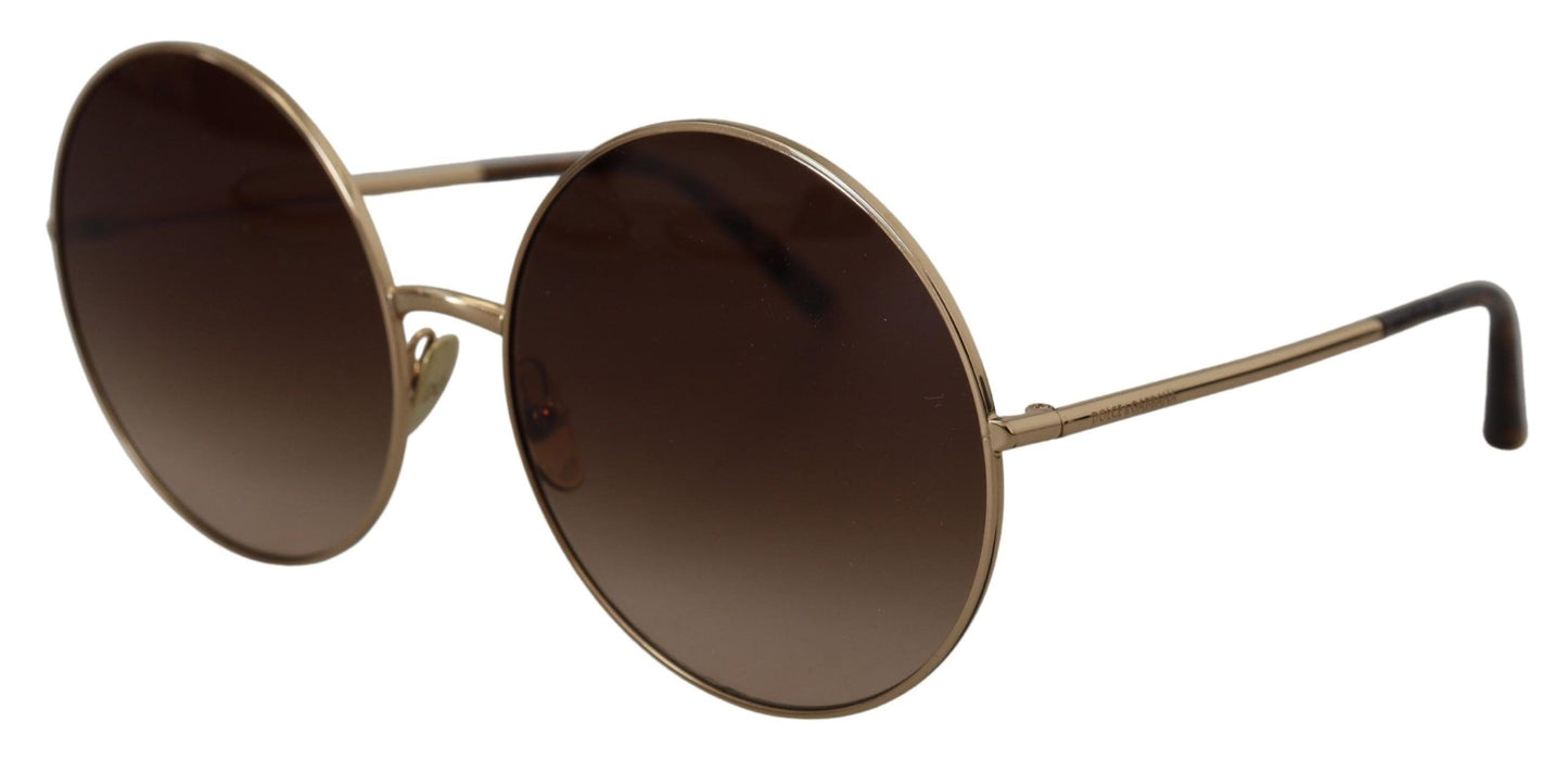 Elegant Gradient Brown Metal Sunglasses