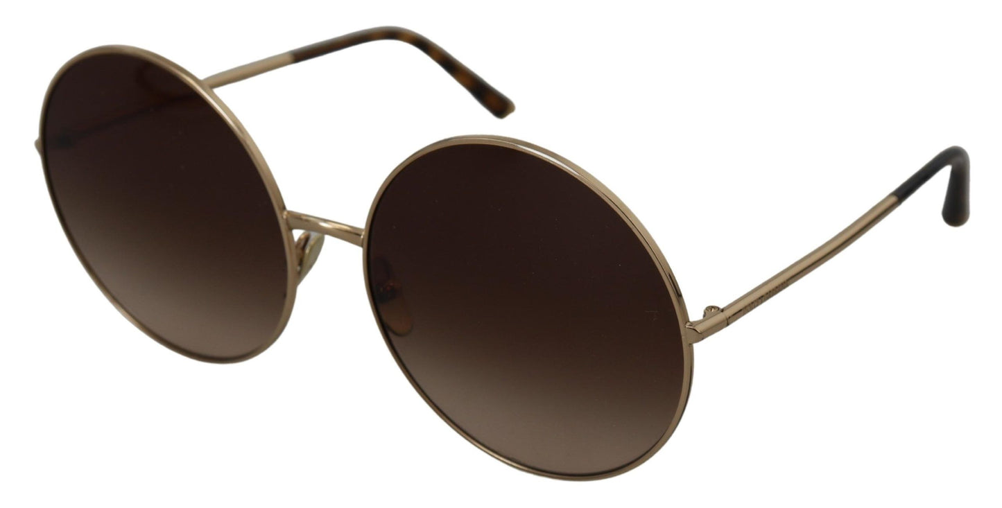 Elegant Gradient Brown Metal Sunglasses