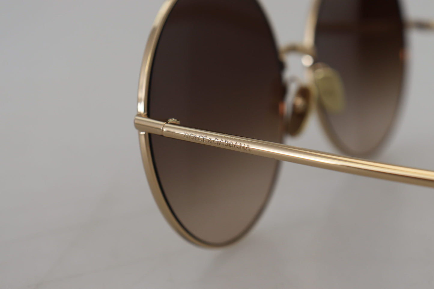 Elegant Gradient Brown Metal Sunglasses