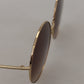 Elegant Gradient Brown Metal Sunglasses