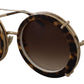 Elegant Gradient Brown Metal Sunglasses