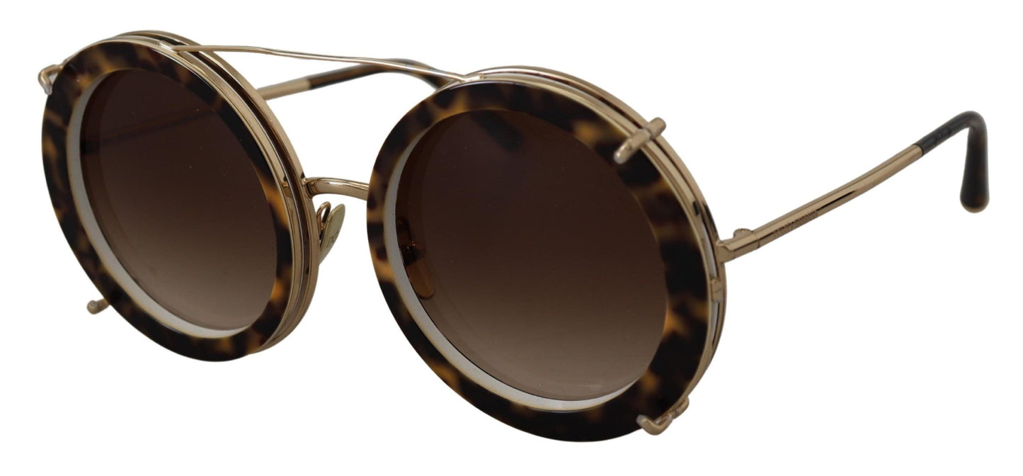 Elegant Gradient Brown Metal Sunglasses