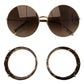 Elegant Gradient Brown Metal Sunglasses