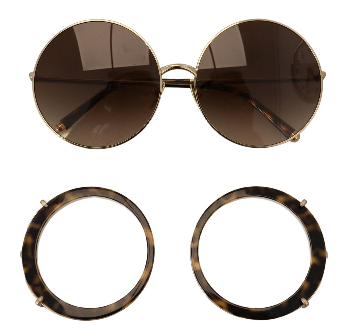 Elegant Gradient Brown Metal Sunglasses