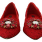 Red Taormina Crystals Loafers Flats Shoes