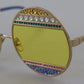 Crystal Embellished Gold Oval Sunglasses
