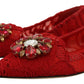 Red Taormina Crystals Loafers Flats Shoes