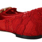 Red Taormina Crystals Loafers Flats Shoes