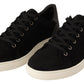 Black Suede Leather Mens Low Tops Sneakers