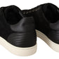 Black Suede Leather Mens Low Tops Sneakers
