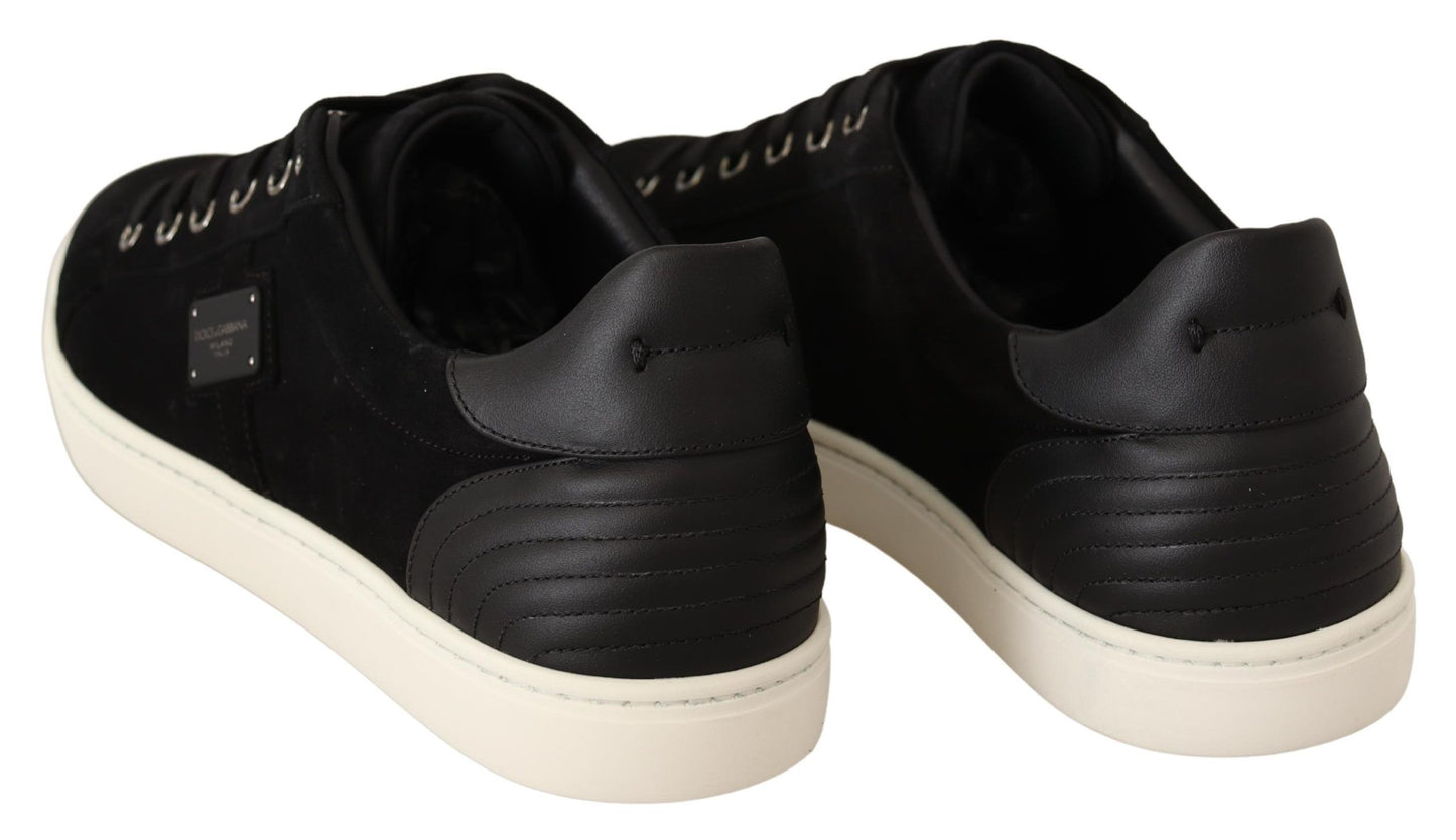 Black Suede Leather Mens Low Tops Sneakers