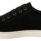 Black Suede Leather Mens Low Tops Sneakers