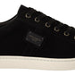 Black Suede Leather Mens Low Tops Sneakers