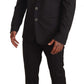 Elegant Gray Striped Three-Piece Wool Suit