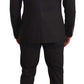 Elegant Gray Striped Three-Piece Wool Suit