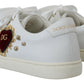 Studded Heart Leather Sneakers White