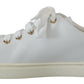 Studded Heart Leather Sneakers White