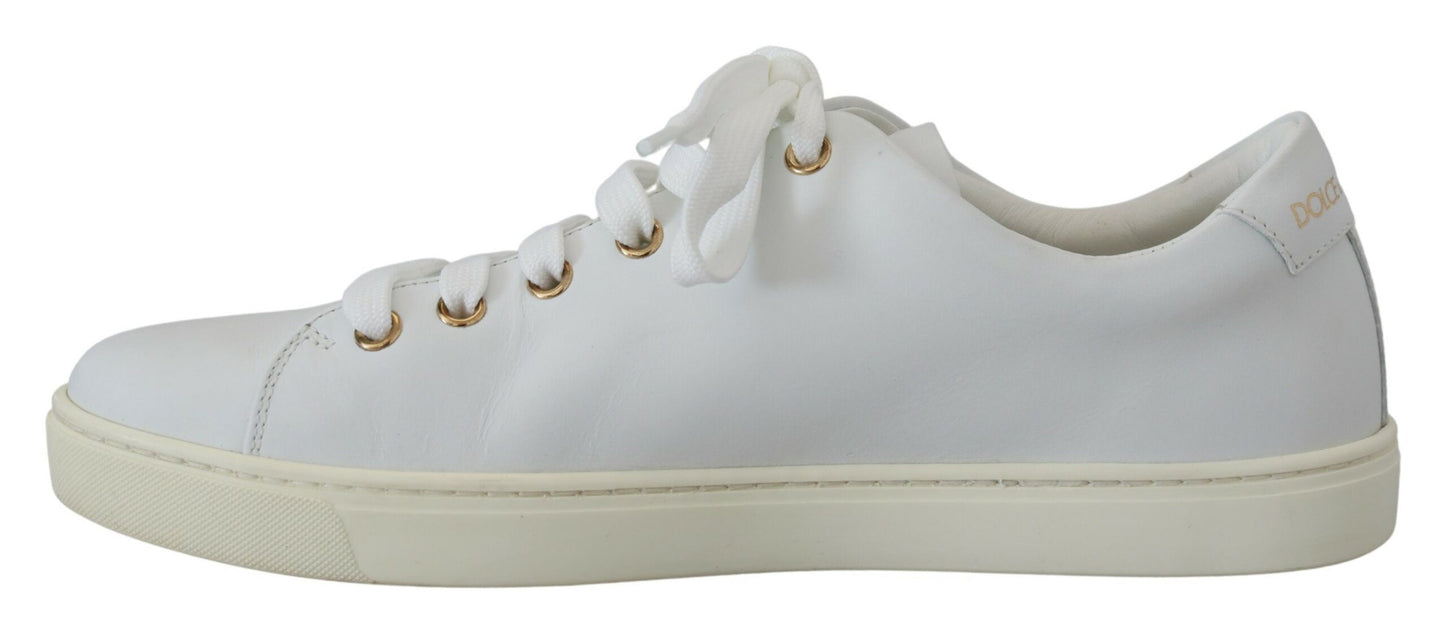 Studded Heart Leather Sneakers White