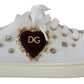 Studded Heart Leather Sneakers White