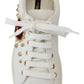 Studded Heart Leather Sneakers White