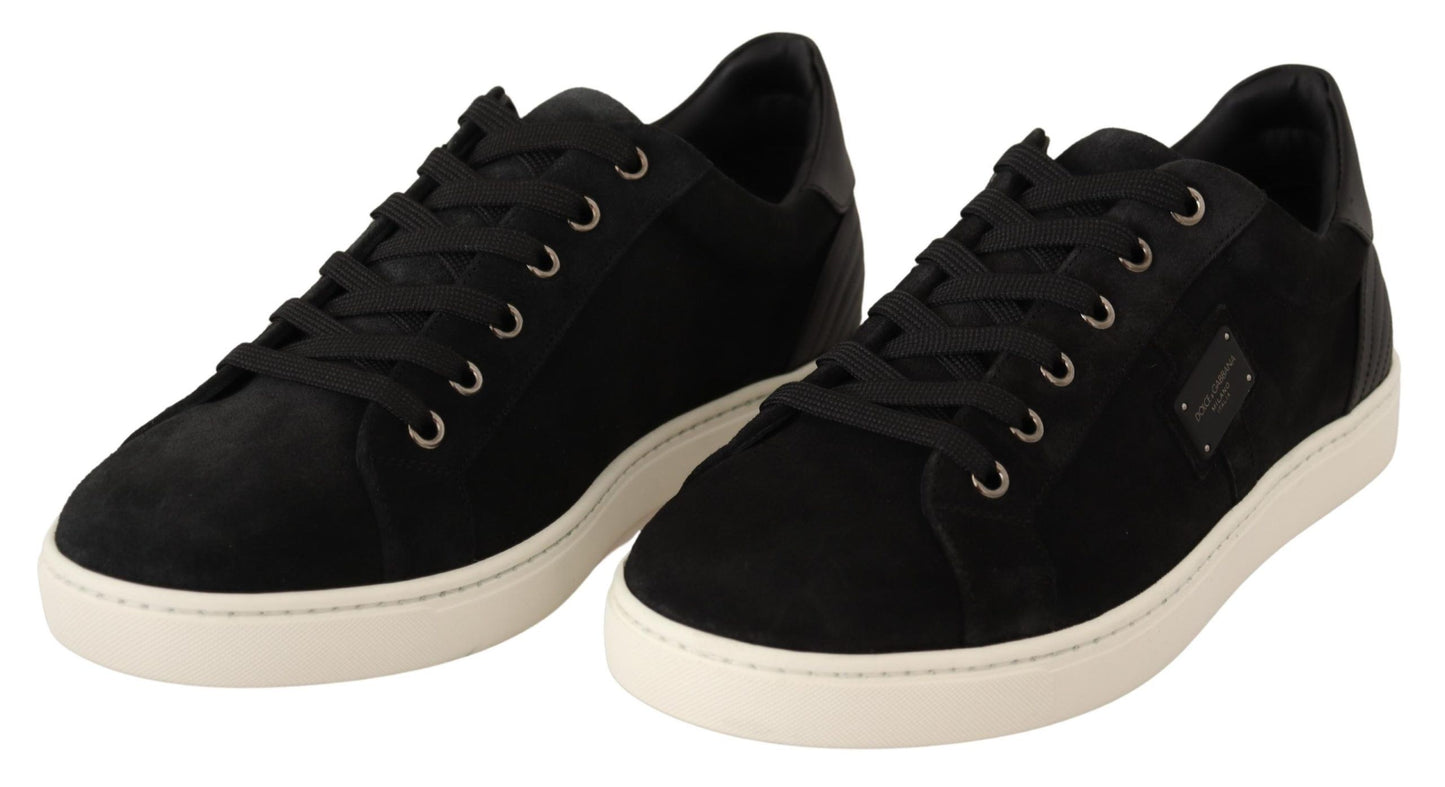 Elegant Black Leather Casual Sneakers