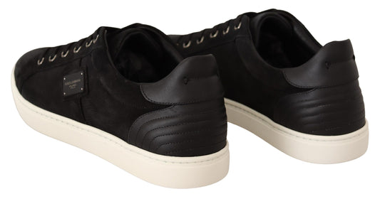 Elegant Black Leather Casual Sneakers