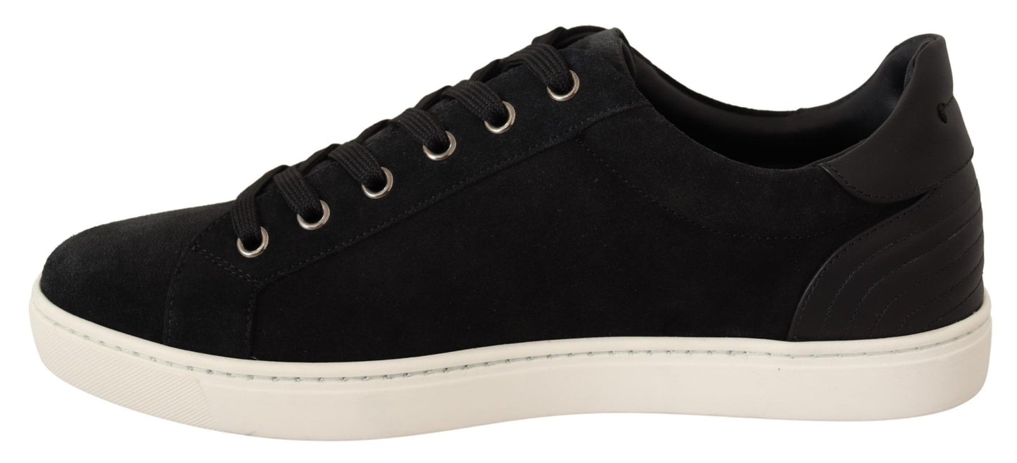 Elegant Black Leather Casual Sneakers