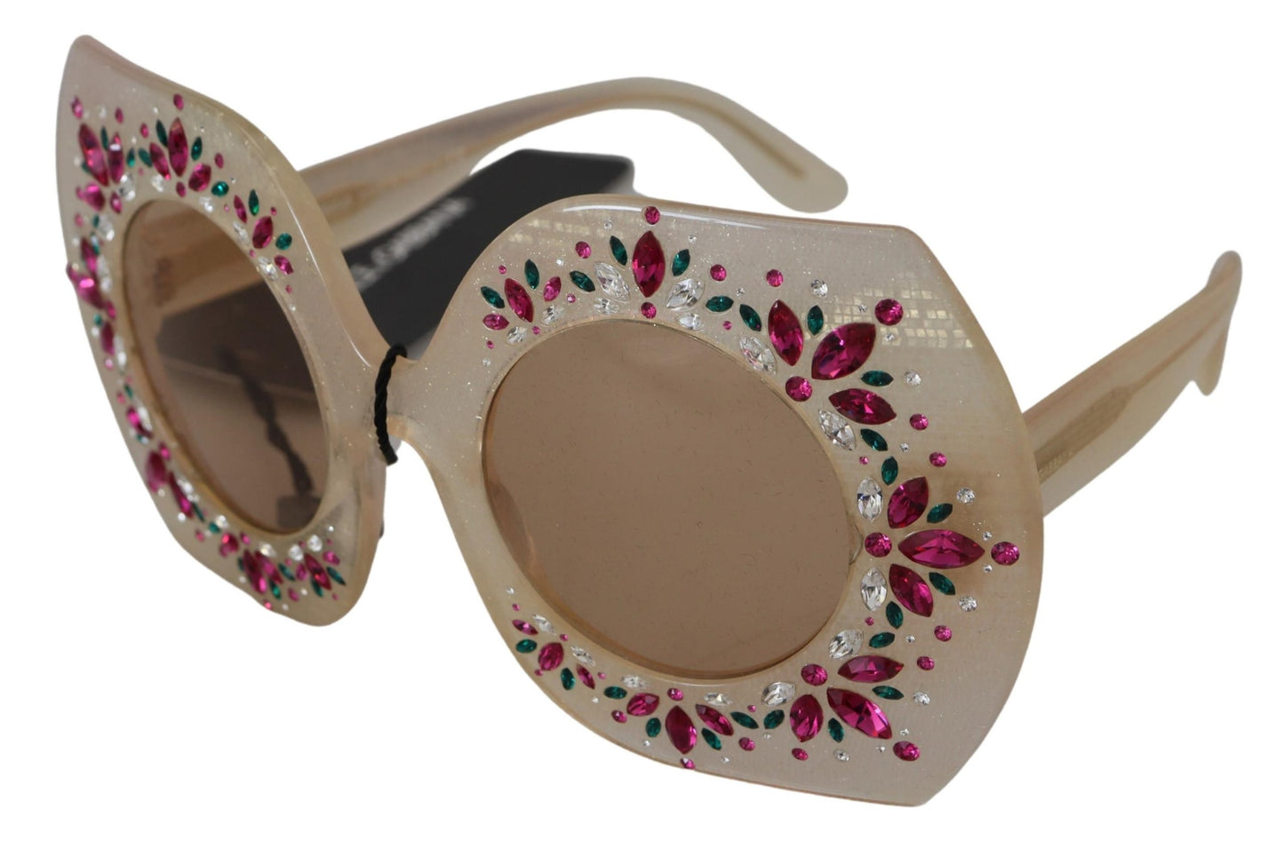 Elegant Beige Embellished Sunglasses