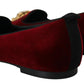 Bordeaux Velvet Slip-On Loafers Flats Shoes