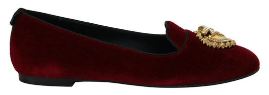 Bordeaux Velvet Slip-On Loafers Flats Shoes