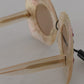 Elegant Beige Embellished Sunglasses