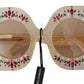 Elegant Beige Embellished Sunglasses