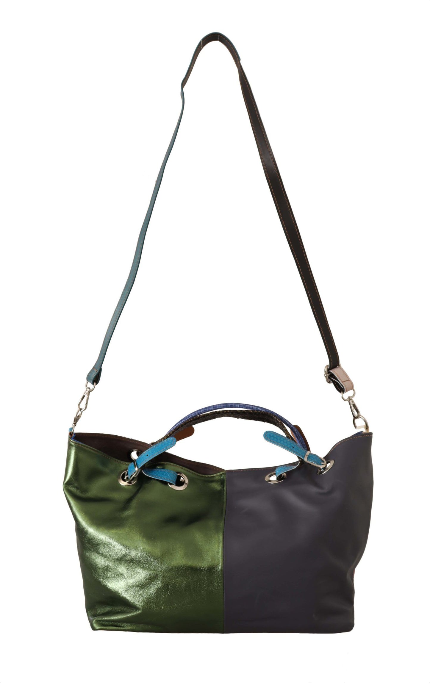 Multicolor Leather Shoulder Tote Bag